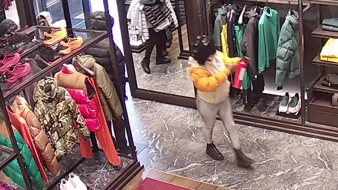 Surveillance footage of $36K of merch stolen from Moncler